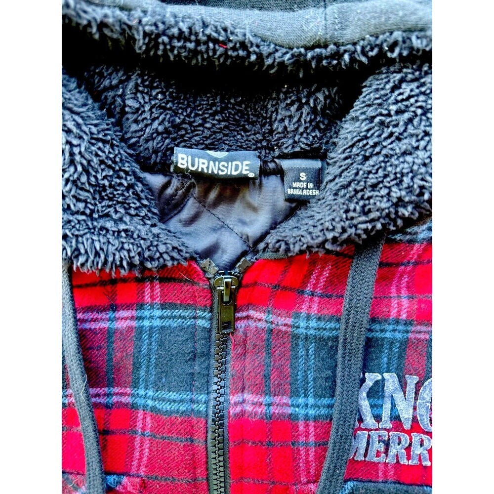 Burnside Quilted Flannel Full-Zip Hooded Jacket Red Small KNOTES MERRY FARM - Picture 3 of 6